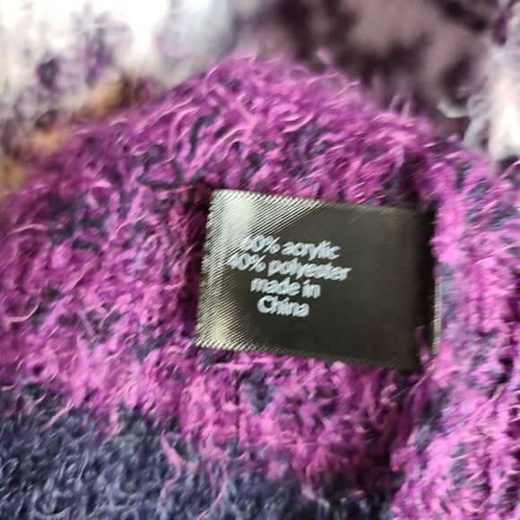 22 24 Lane Bryant Purple Eyelash Cardigan Open Front Ombre Sweater Knit Fuzzy - Picture 4 of 7